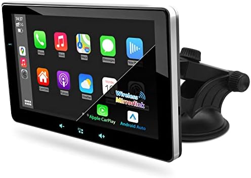 URVOLAX Wireless Portable Car Stereo Carplay Audio Receiver Compatible with Apple Android Auto System,7" HD Touch Screen Car Play with Bluetooth WiFi GPS Navigation FM Radio MirrorLink Voice Control