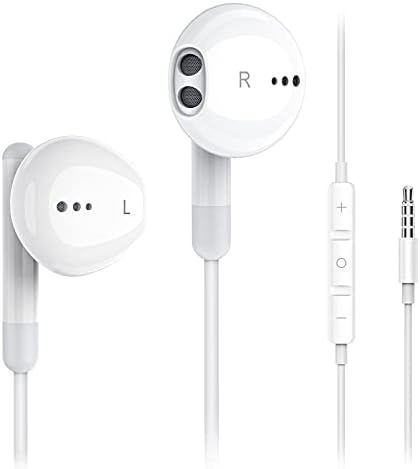 Wired Earbuds with Microphone, Kimwood Wired Earphones in-Ear Headphones HiFi Stereo, Powerful Bass and Crystal Clear Audio, Compatible with iPhone, iPad, Android, Computer Most with 3.5mm Jack(Clear)