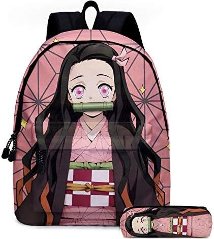 XIXISA Anime Nezuko Shinobu Kanroji Inosuke Cosplay School Backpack Anime Backpacks for Teens