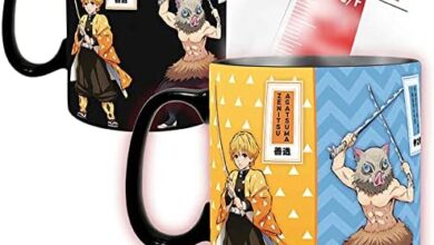 ABYstyle Demon Slayer Color Changing Ceramic Heat Chang Mug 16 Oz. Featuring Tanjiro, Nezuko, Zenitsu & Inosuke Anime Manga Drinkware Home & Kitchen Essentials