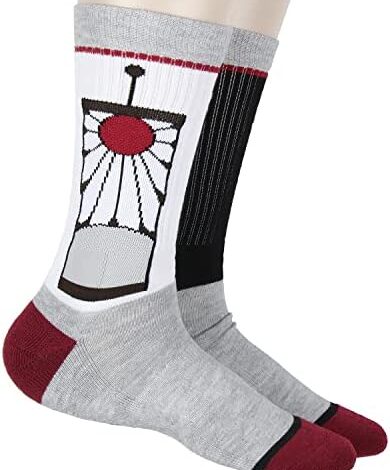 Bioworld Demon Slayer Men's Manga Anime Tanjiro Kamado Hanafuda Earring Design Athletic Crew Socks