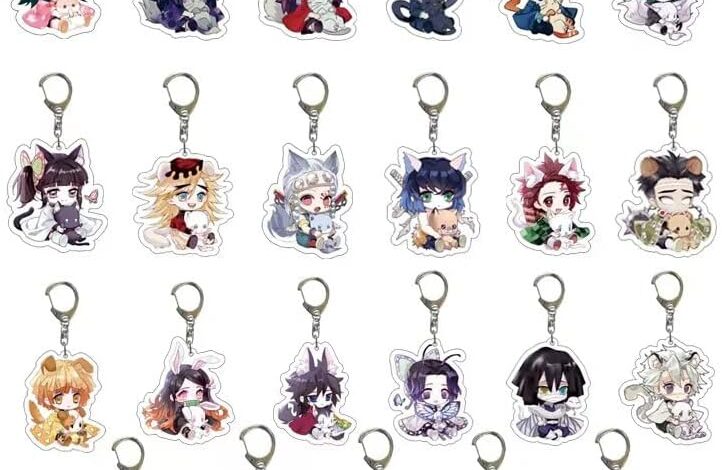 CIAWASEI Anime Slayer Keychain,Cute Anime Acrylic Keychain Set Keyring Decor Pendant Hanging Ornament Anime Keychain Set