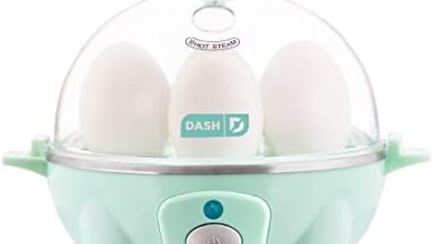 DASH Rapid Egg Cooker: 6 Egg Capacity Electric Egg Cooker for Hard Boiled Eggs, Poached Eggs, Scrambled Eggs, or Omelets with Auto Shut Off Feature - Aqua, 5.5 Inch (DEC005AQ)