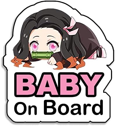 Daina Super Cute Baby Nezuko On Board Reflective Bumper Sticker, Kid Safety Slow Down Sign Sticker Decals for Cars, 1 pc.