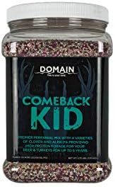 Domain Outdoor Comeback Kid Food Plot Seeds for Deer, Special Varieties of Clover & Alfalfa, Great to Plant in Spring, High Protein Forage, Year-Round Food & Attraction, Lasts up to 5 Years, 1/2 Acre