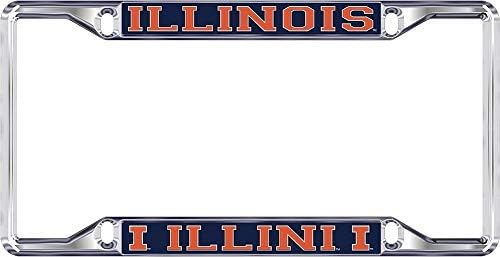 Illinois Fighting Illini License Plate Frame Silver