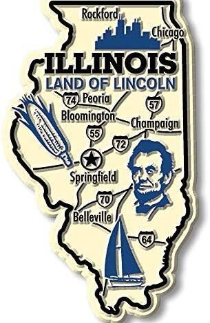 Illinois Giant State Magnet by Classic Magnets, 2.5" x 4.2", Collectible Souvenirs Made in The USA