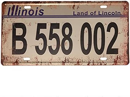 Illinois License Plate Aluminum Novelty Car Decor License Plates 12"x6" Front of Car Decorative Retro Rusty License Plate for Men Women Car-13