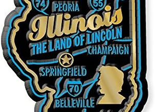 Illinois Premium State Magnet by Classic Magnets, 1.8" x 3", Collectible Souvenirs Made in The USA