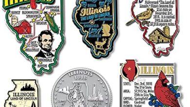 Illinois Six-Piece State Magnet Set by Classic Magnets, Includes 6 Unique Designs, Collectible Souvenirs Made in The USA