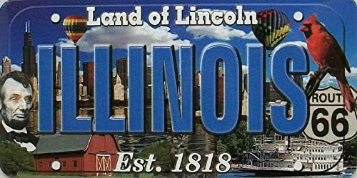 Illinois The Land of Lincoln License Plate Souvenir Fridge Magnet