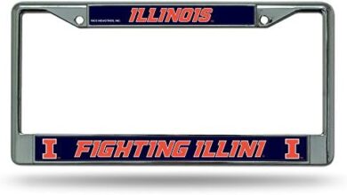 NCAA Rico Industries Illinois Fighting Illini 12" x 6" Decal Insert Silver Chrome Frame - Car/Truck/SUV Automobile Accessory