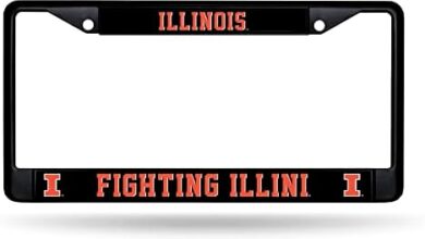 Rico Industries NCAA Illinois Fighting Illini Black License Plate Frame 12" x 6" Black Chrome Frame 12" x 6" Car/Truck Auto Accessory