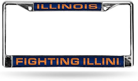 Rico Industries NCAA Illinois Fighting Illini Blue Chrome Laser License Frame 12" x 6"