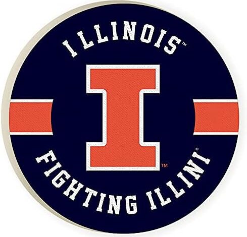 University of Illinois Fighting Illini Logo 2.75 x 2.75 Car Coasters Pack of 2