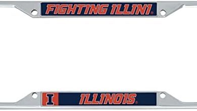 University of Illinois Fighting Illini U of I Metal License Plate Frame for Front or Back of Car Officially Licensed (Mascot)