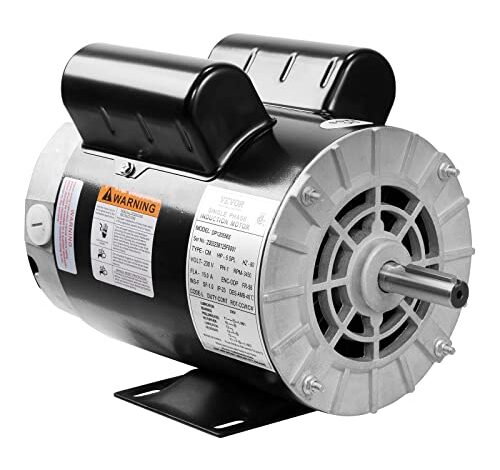 VEVOR 5HP SPL Air Compressor Electric Motor, 230V 15.0Amps, 56 Frame 3450RPM, 5/8" Keyed Shaft, CW/CCW Rotation, 1.88" Shaft Length for Air Compressors