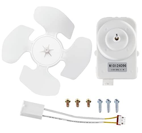 W10124096 Refrigerator Condenser Fan Motor - Fit for Whirlpool Refrigerator Fan Motor - EAP1957416 AP4318657 PS1957416 W10124096VP 2315558 - Includes Fan Motor, Fan Blade, Wiring Harness,Hardware