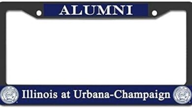 WHXSSJ University of Illinois at Urbana-Champaign License Plate Frame Metal Funny Car Licenses Plate Cover Holder and Screws for Women Men