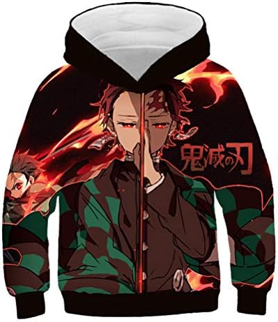 xinsheng Kids Anime Demon Slayer Casual 3D Printed Pullover Toddler Spring and Autumn Hoodie Sweatshirt…