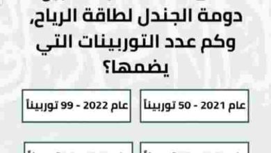 متى بدأ تشغيل مشروع دومة الجندل لطاقة الرياح وكم عدد التوربينات التي يضمها؟