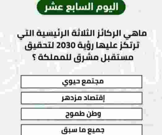 ماهي الركائز الثلاثة الرئيسية التي ترتكز عليها رؤية 2030 لتحقيق مستقبل مشرق للمملكة